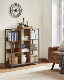 Songmics 3-Tier Ladder Shelf, Industrial Bookcase For Office, Living Room, Bedroom, Display Storage Rack, Rustic Brown And Black - thumbnail 3