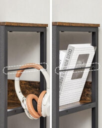 Songmics 3-Tier Ladder Shelf, Industrial Bookcase For Office, Living Room, Bedroom, Display Storage Rack, Rustic Brown And Black - thumbnail 4