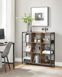 3-Tier Ladder Shelf, Industrial Bookcase For Office, Living Room, Bedroom, Display Storage Rack, Rustic Brown And Black