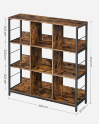 Songmics 3-Tier Ladder Shelf, Industrial Bookcase For Office, Living Room, Bedroom, Display Storage Rack, Rustic Brown And Black - thumbnail 2