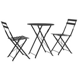 Walplus 3 Piece Bistro Set Steel Black - thumbnail 1