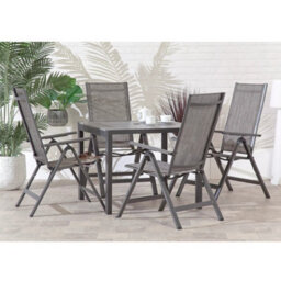 Suntime Adrano Aluminium 4 Seat Reclining Dining Set With 90Cm Table