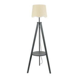 Valuelights Morrigan Grey Wood Shelf Tripod Floor Lamp With White Trim Scallop Shade And Bulb - thumbnail 3