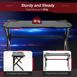 Spacious Gaming Desk Home Racing  Steel Frame Cup Headphone Holder Hook - thumbnail 4