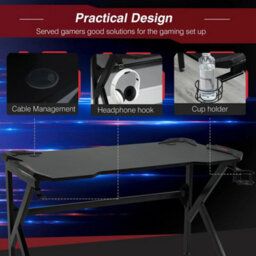 Spacious Gaming Desk Home Racing  Steel Frame Cup Headphone Holder Hook - thumbnail 6