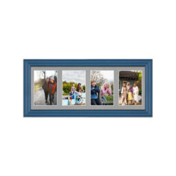 AK Frames 50X20Cm Navy Blue Classic Multi Photo Frame With Silver Mount - Holds 4 Apertures (4X) 6X4 Photos