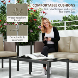 Wyld Haus Namato Beige 4-Seater Outdoor Sofa Set With Tempered Glass Table And Side Pockets - thumbnail 6
