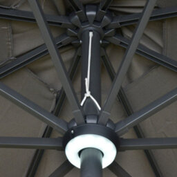 Outsunny 2.7M Garden Parasol Umbrella W/ Led Solar Light Crank Tilt Grey - thumbnail 9