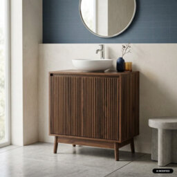 Sweeek - Bathroom Vanity With 2 Doors Walnut 65X40X70 Cm - Linear - thumbnail 1