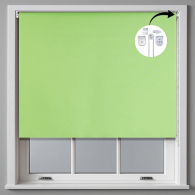 Furnished Made To Measure Blackout Roller Blinds With Metal Fittings - Lime Green Blind For Home And Office (W)90Cm (L)210Cm