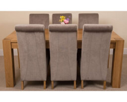 That's Furniture Kuba 180 X 90 Cm Chunky Oak Dining Table And 6 Chairs Dining Set With Montana Grey Fabric Chairs - thumbnail 2