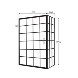 Homestylestore Black Grid Sliding Door Corner Shower Enclosure And Light Grey Slate Effect Tray 1200 X 800mm - thumbnail 4