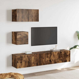 Berkfield Modern 4 Piece Tv Cabinet Set Smoked Oak Engineered Wood - thumbnail 2