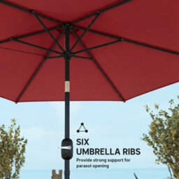 Outsunny 2.6M Garden Parasol Umbrella With Aluminium Pole, Tilt, Crank - thumbnail 8
