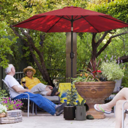 Outsunny 2.6M Garden Parasol Umbrella With Aluminium Pole, Tilt, Crank