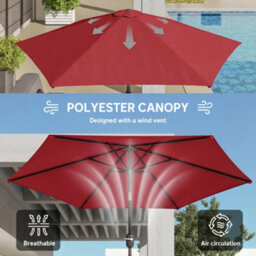 Outsunny 2.6M Garden Parasol Umbrella With Aluminium Pole, Tilt, Crank - thumbnail 6