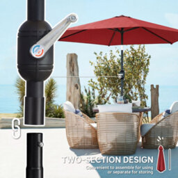 Outsunny 2.6M Garden Parasol Umbrella With Aluminium Pole, Tilt, Crank - thumbnail 7