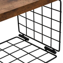 Living And Home Four-Layer Dark Wood Wall-Mounted Floating Shelves With Wire Storage Baskets - thumbnail 5