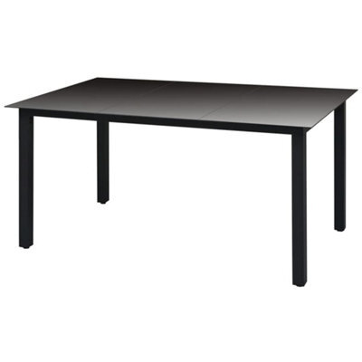 Berkfield Garden Table Black 150X90X74 Cm Aluminium And Glass - image 1
