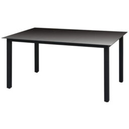 Berkfield Garden Table Black 150X90X74 Cm Aluminium And Glass - thumbnail 1