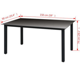 Berkfield Garden Table Black 150X90X74 Cm Aluminium And Glass - thumbnail 3