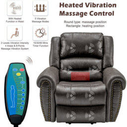 BTM Large Power Lift Recliner With Massage  Heat For Elderly, Heavyduty Electric Faux Leather, Usb Port, 2 Side Pockets - thumbnail 8