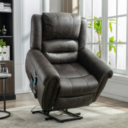BTM Large Power Lift Recliner With Massage  Heat For Elderly, Heavyduty Electric Faux Leather, Usb Port, 2 Side Pockets - thumbnail 1