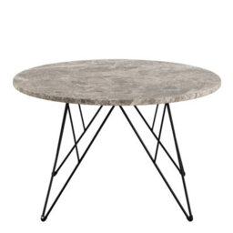 Furniture To Go Prunus Round Coffee Table In Brown Marble And Matt Black Coated Steel Base 80X46.4Cm - thumbnail 2