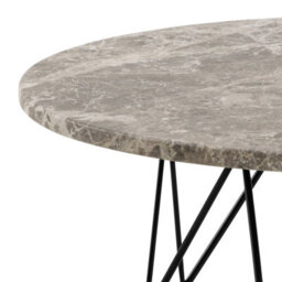 Furniture To Go Prunus Round Coffee Table In Brown Marble And Matt Black Coated Steel Base 80X46.4Cm - thumbnail 6