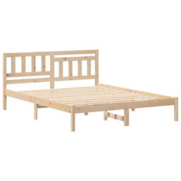 Berkfield Modern With Headboard Brown 140 X 200 Cm Solid Pine Wood - thumbnail 1