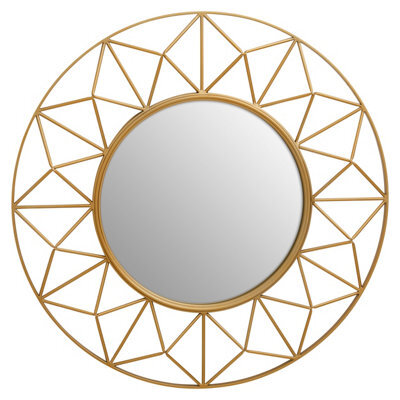 Orsina Geometric 3D Wall Mirror, Abstract Large Golden Framed Mirror, Lightweight And Durable Antique Wall Mirror - image 1