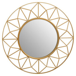 Orsina Geometric 3D Wall Mirror, Abstract Large Golden Framed Mirror, Lightweight And Durable Antique Wall Mirror - thumbnail 1