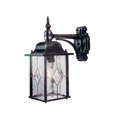 Elstead Wexford 1 Light Outdoor Wall Lantern Light Black Silver Ip43, E27 - image 1