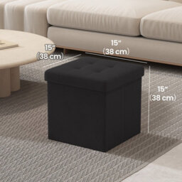 LEDREM Storage Ottoman, Foldable Small Ottoman Foot Rest, 38 X 38 Cm Foot Stool, Ottoman With Storage, Load Up To 300 Kg, Ink Black - thumbnail 3