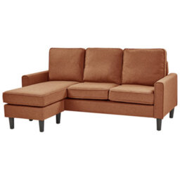Beliani Sofa 3 Seater Avesta Fabric Golden Brown With Ottoman - thumbnail 9