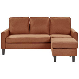 Beliani Sofa 3 Seater Avesta Fabric Golden Brown With Ottoman - thumbnail 6