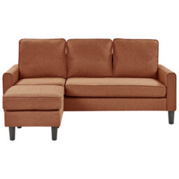 Beliani Sofa 3 Seater Avesta Fabric Golden Brown With Ottoman - thumbnail 5