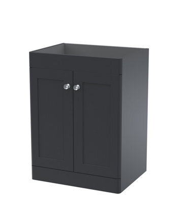 Hudson Reed Classique Components Floor Standing 2-Door Vanity Unit, Stylish Single Vanity Unit With Soft Close Doors, Soft Black - image 1