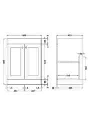 Hudson Reed Classique Components Floor Standing 2-Door Vanity Unit, Stylish Single Vanity Unit With Soft Close Doors, Soft Black - thumbnail 2