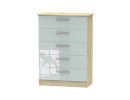 Trent 5 Drawer Chest Of Drawers In Grey & Bardolino Oak (Ready Assembled) - thumbnail 1