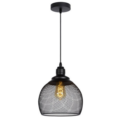 Lucide Mesh Vintage Pendant Light 22Cm - 1Xe27 - Black - image 1