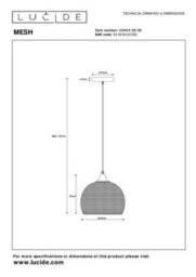 Lucide Mesh Vintage Pendant Light 22Cm - 1Xe27 - Black - thumbnail 9