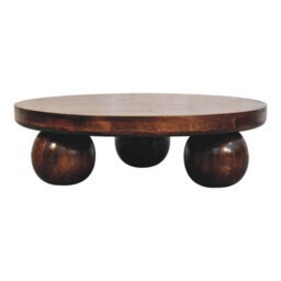 Artisan Furniture Solid Wood California Walnut Central Table With Ball Feet, Dark Brown - thumbnail 8