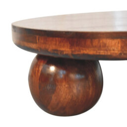 Artisan Furniture Solid Wood California Walnut Central Table With Ball Feet, Dark Brown - thumbnail 4