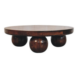 Artisan Furniture Solid Wood California Walnut Central Table With Ball Feet, Dark Brown - thumbnail 2
