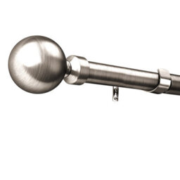 Ameha Plain Curtain Pole Extendable Metal Curtain Rod 28mm, 160-300Cm Brushed Silver With Ball Finials 60mm - thumbnail 4