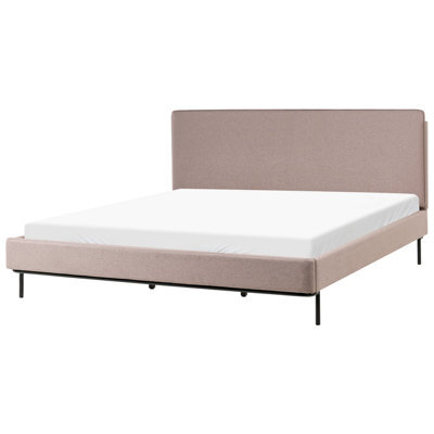 Beliani Bed Fabric Corio 180 X 200 Cm (Eu Super King) Taupe - image 1
