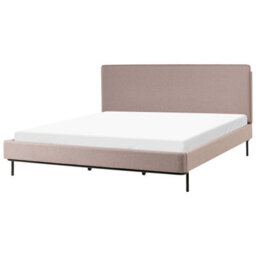 Beliani Bed Fabric Corio 180 X 200 Cm (Eu Super King) Taupe - thumbnail 1