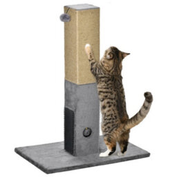 Pawhut 79Cm Jute Scratcher Climber With Toy, Self Grooming Brush, Grey - thumbnail 2