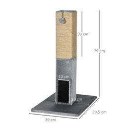 Pawhut 79Cm Jute Scratcher Climber With Toy, Self Grooming Brush, Grey - thumbnail 3